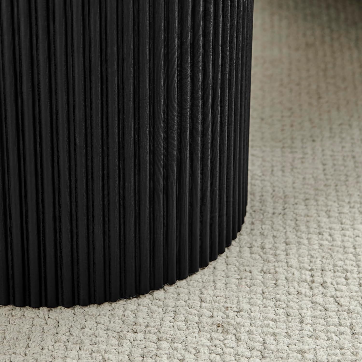 Modern Black Round Side Table 60cm Pedestal End Table Minimalist Style