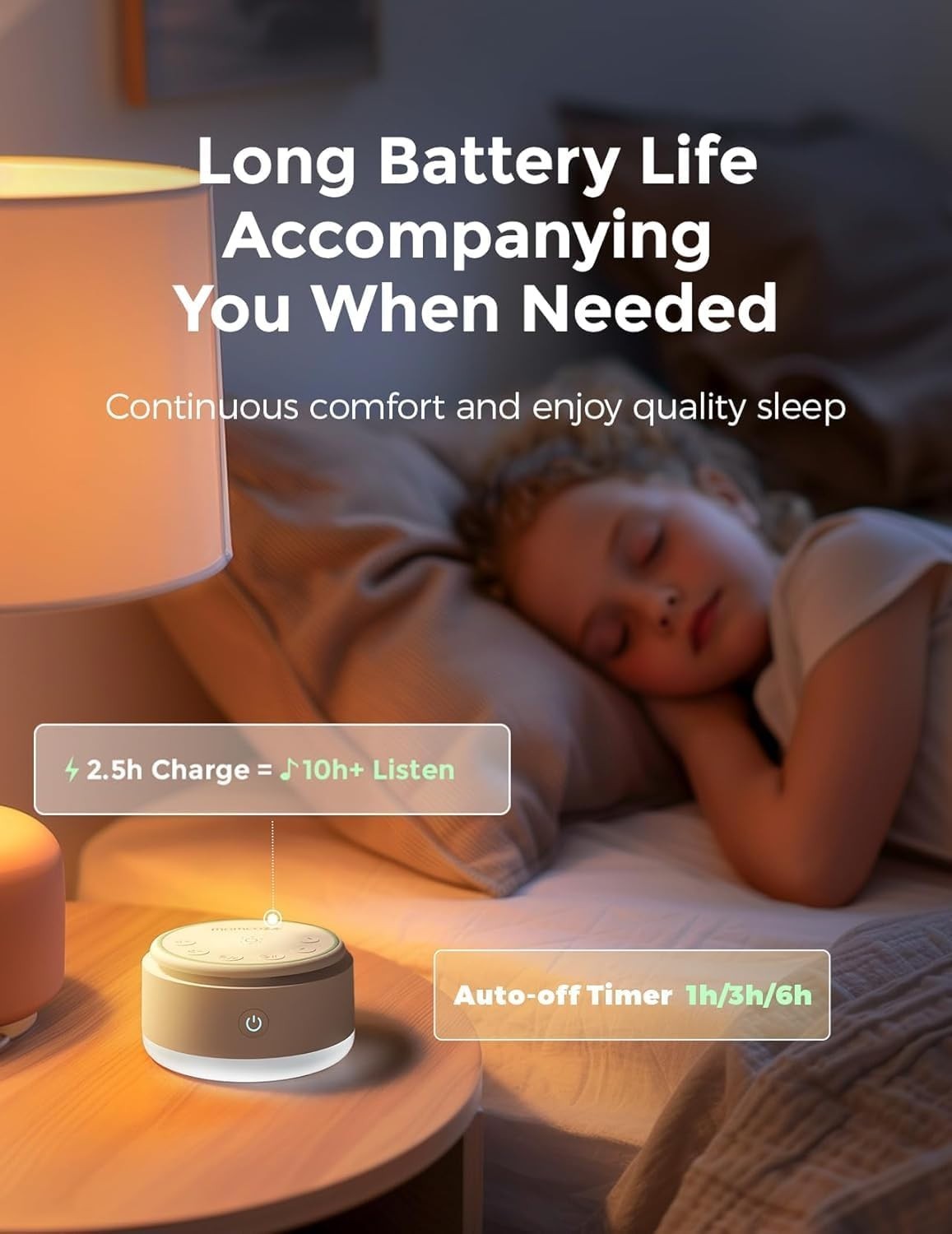 Portable Baby White Noise Machine with 20 Soothing Sounds & Touch Light.