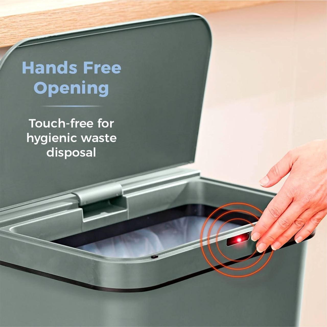 50L Automatic Sensor Kitchen Bin Rectangular Touchless Forest Green