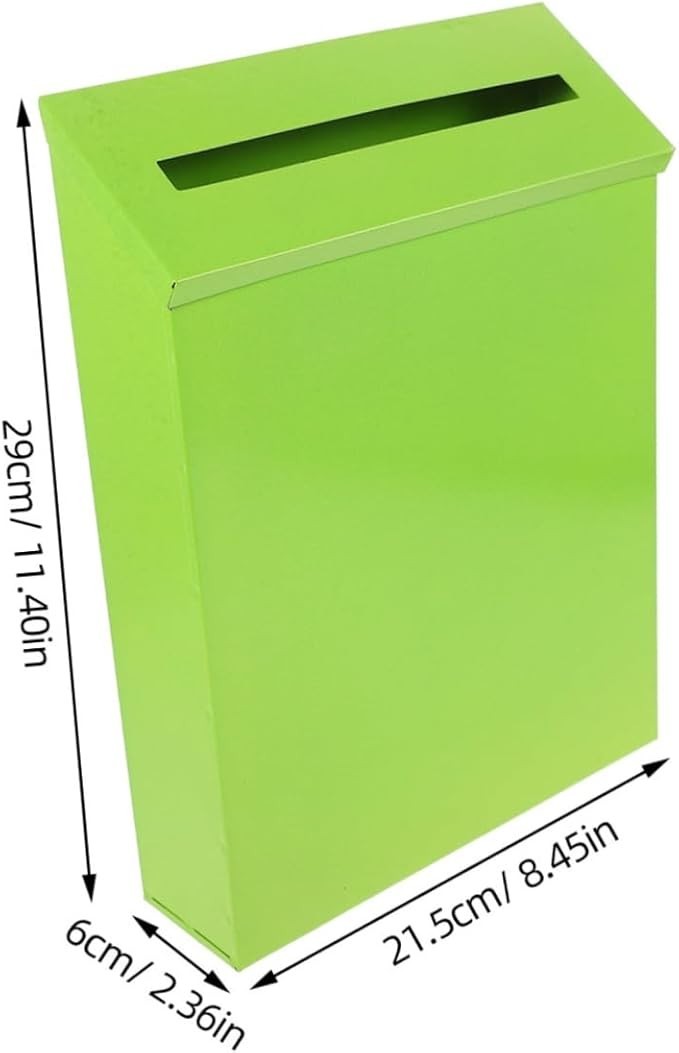 Wall Mount Mailbox Light Green Iron Secure Outdoor Post Box Suggestion Holder