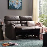 2 Seater Recliner Sofa Manual Air Leather Padded Brown Lounge Chair