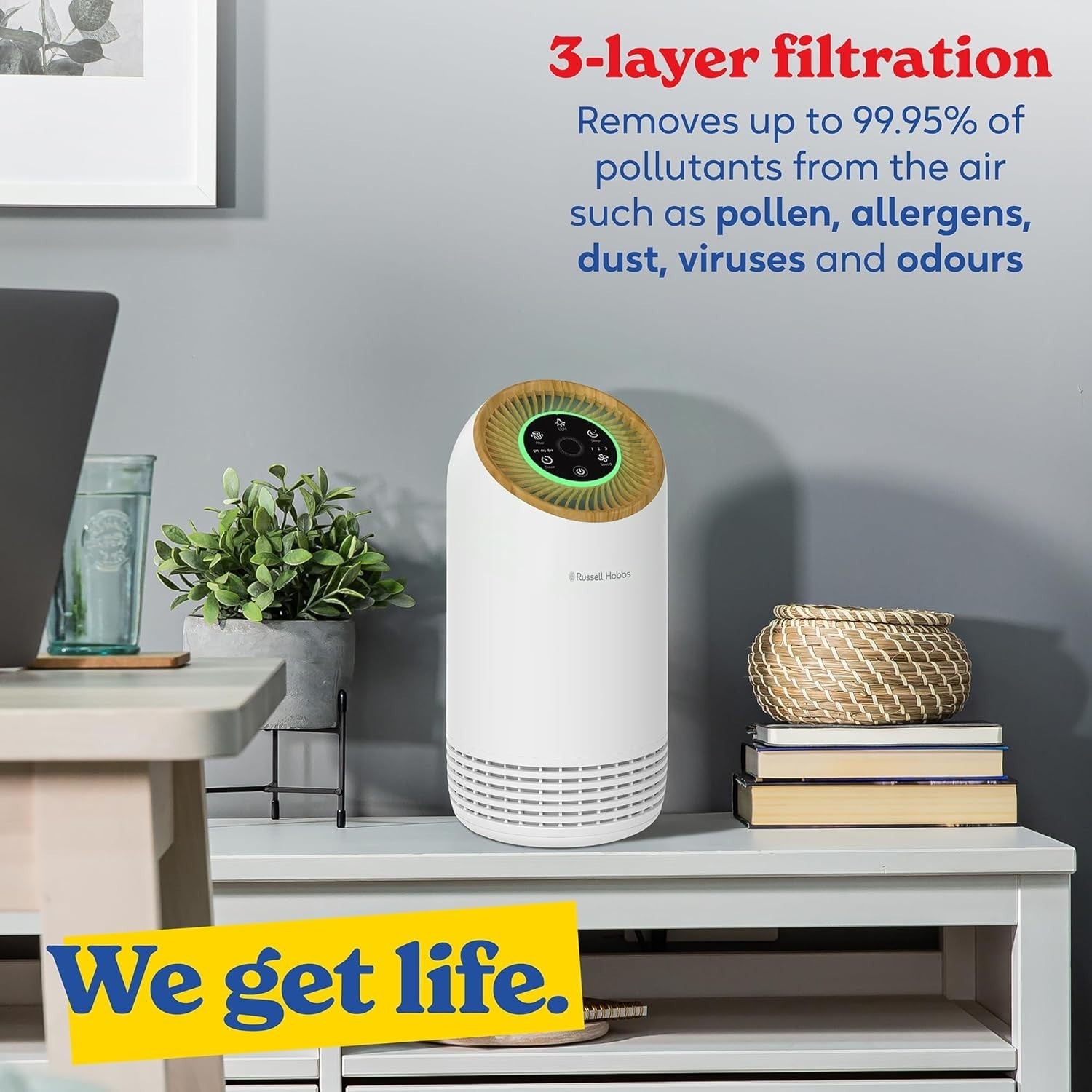 Compact HEPA Air Purifier 90m³/h Bedroom Allergy Odor Sleep Mode