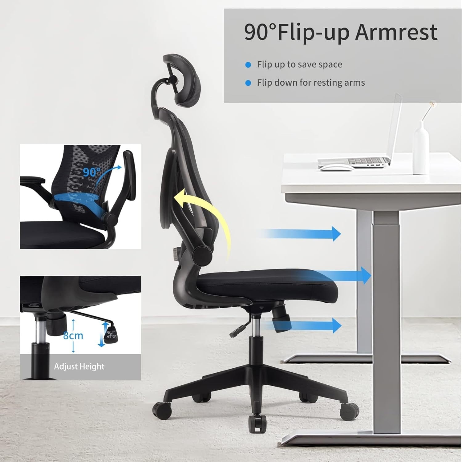 Ergonomic Mesh Office Chair Desk Seat Adjustable Lumbar Headrest Recline Black