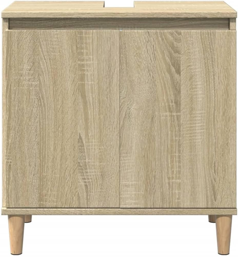 Sonoma Oak Under Sink Bathroom Cabinet 58x33x60cm – Modern Vanity Storage Unit