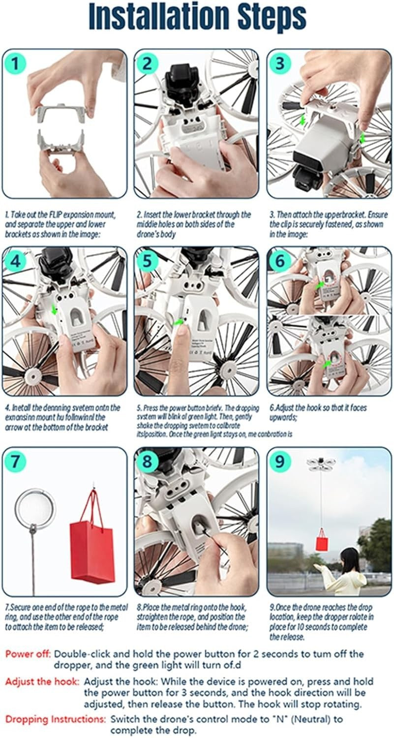 Drone Airdrop System for DJI FLIP with Payload Release & 1/4 Screw