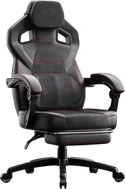 Dowinx PU Leather Gaming Chair w/ Footrest Ergonomic Black
