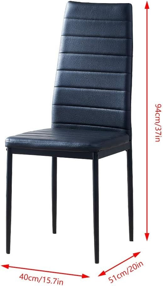 4 Chair Black Dining Table Set PU Leather Small Space Kitchen 110cm