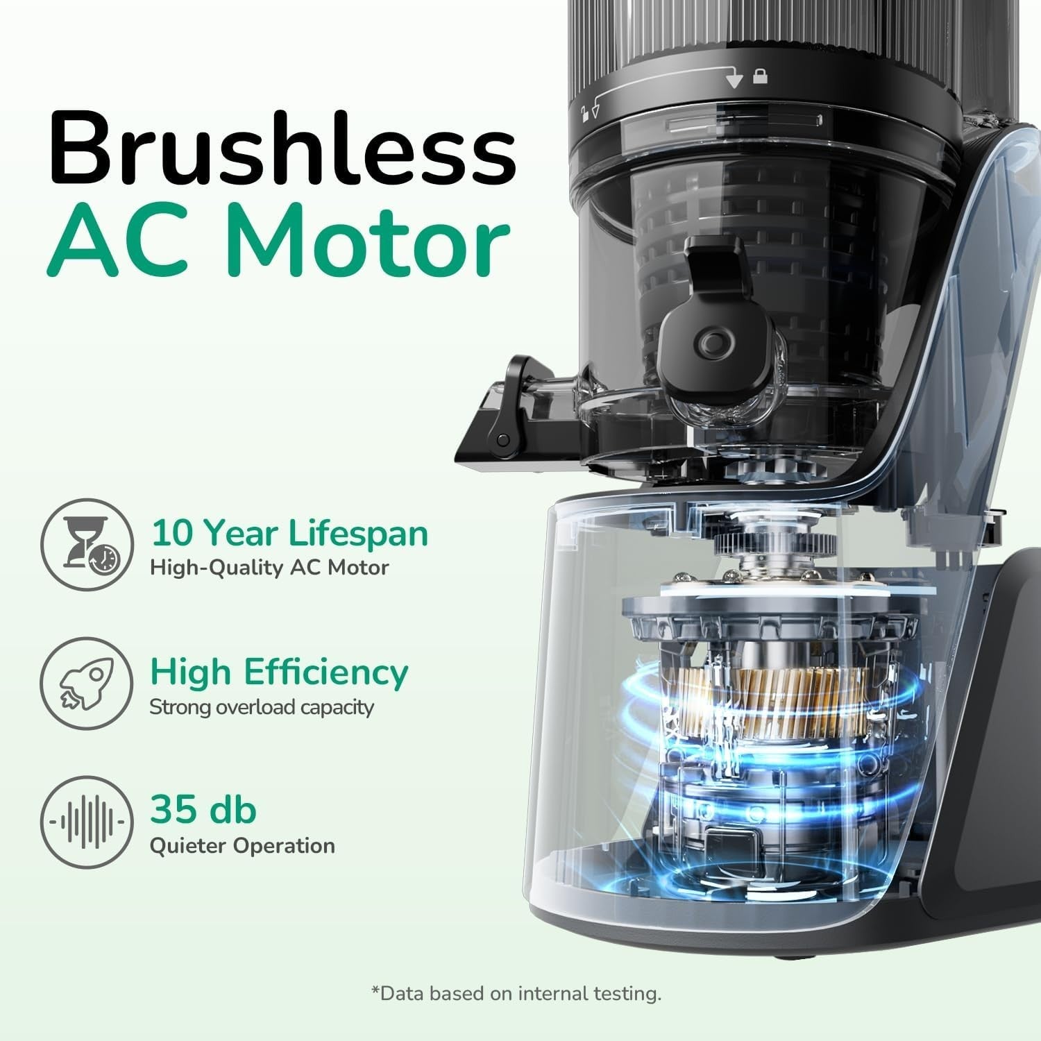 Cold Press Juicer 350W 5.8in Wide Feed Chute Whole Fruit High Yield