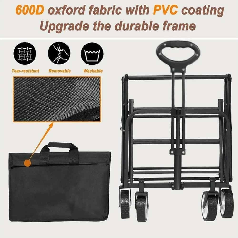 150kg Foldable Festival Trolley Heavy Duty Camping Wagon w/ Adjustable Handle