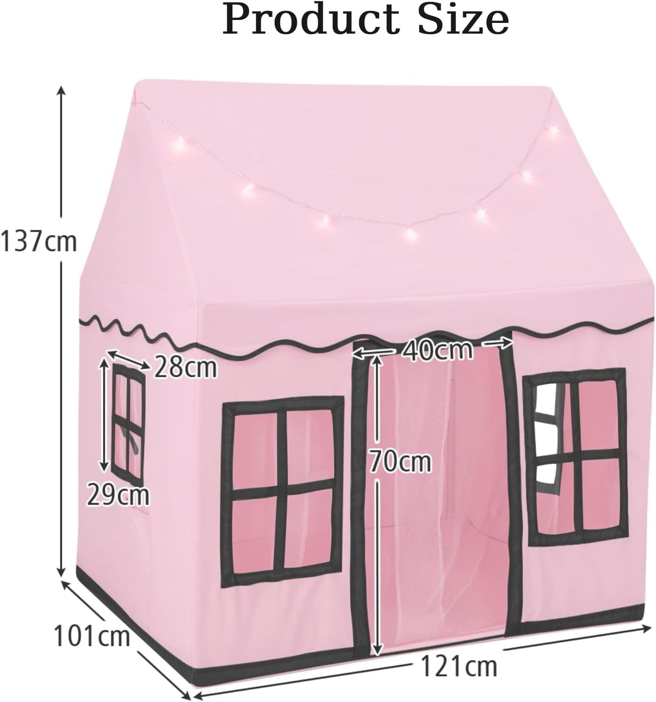 Pink Kids Castle Play Tent Indoor Outdoor w Non Slip Mat Lights