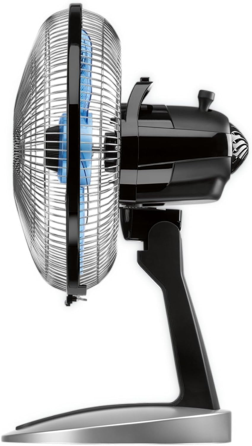 Quiet Turbo Table Fan – 5-Speed Remote Controlled Oscillating Desk Fan Silver