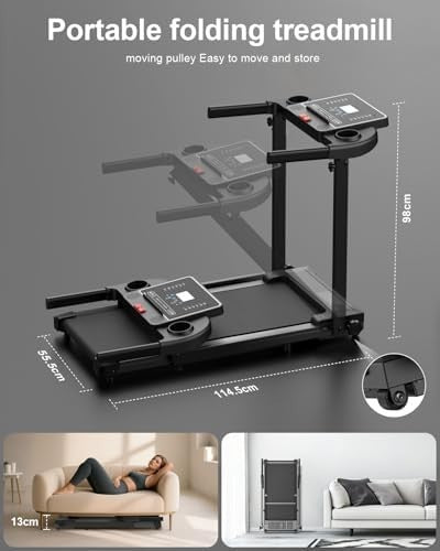 Foldable Under-Desk Walking Pad Treadmill 10km/h, 2.0HP, Compact Home Fitness