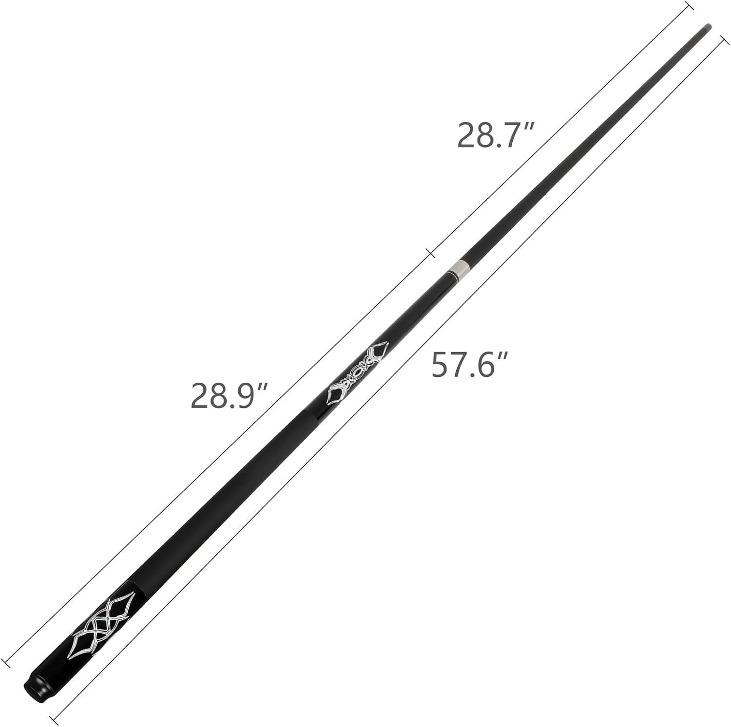 58in Pool Cue Fiberglass Graphite 18–21oz 13mm Tip 2pc Pro Stick