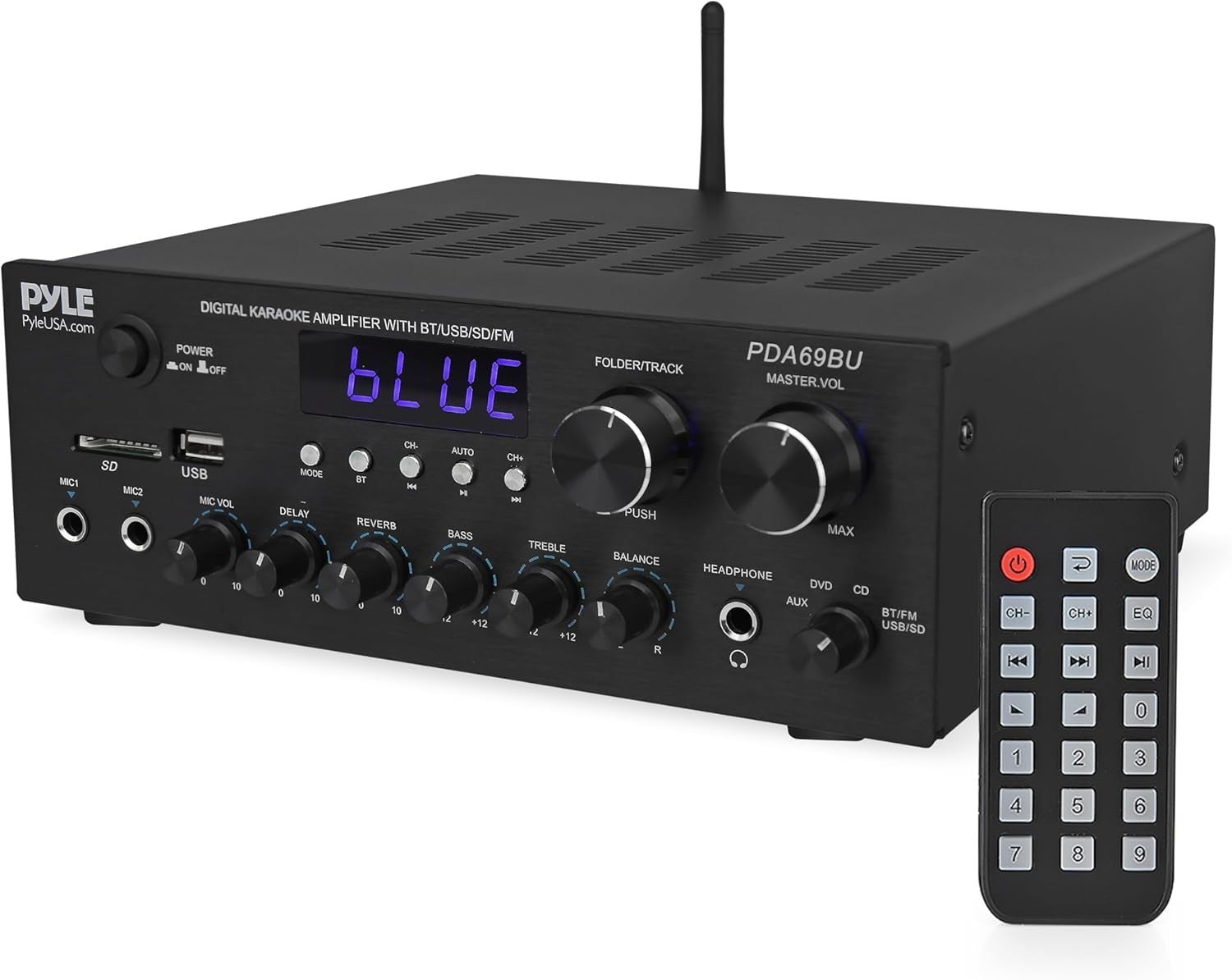 2.0CH Stereo Amplifier Bluetooth USB SD FM Aux RCA Remote Control 38W×2
