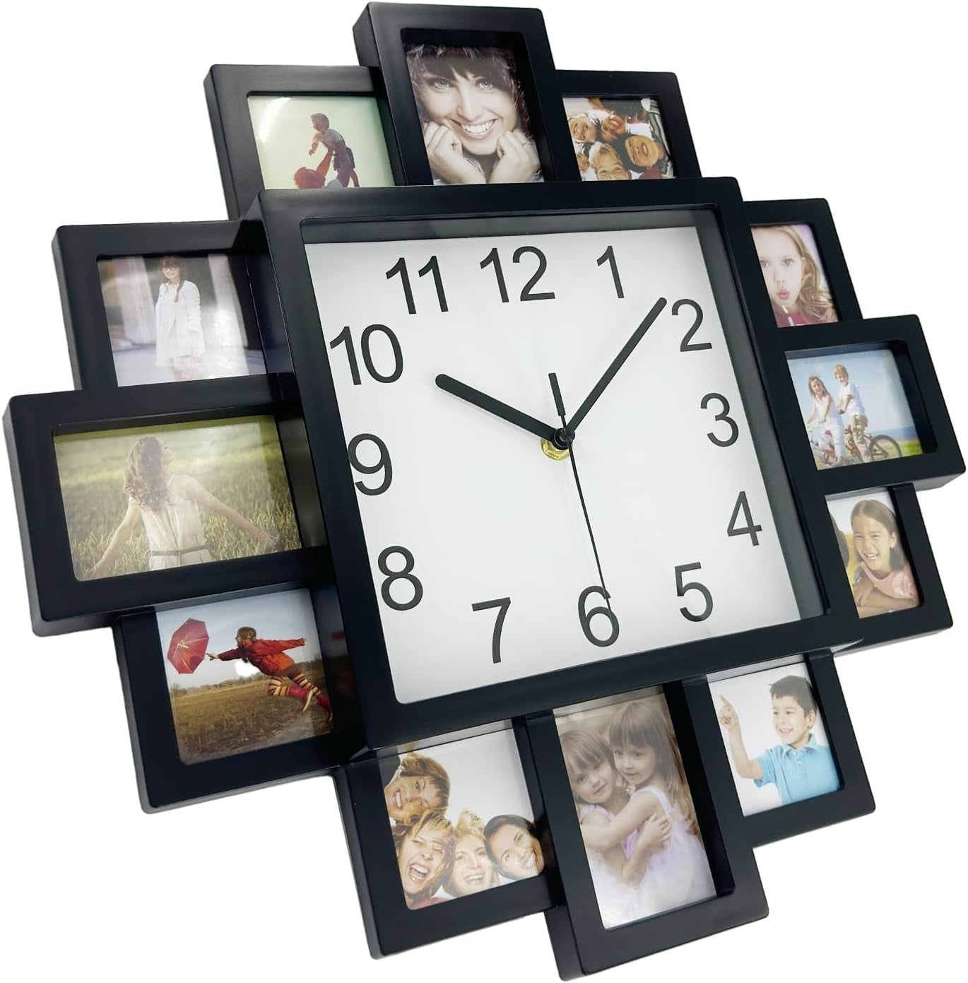 Large DIY Photo Frame Wall Clock 40cm Multi-Photo Modern Silent Home Decor