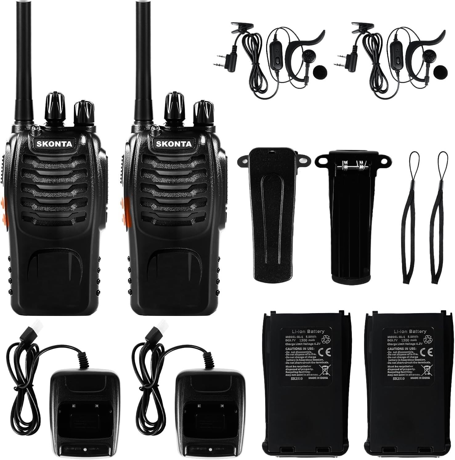 Long Range Walkie Talkies 2 Way Radio 16CH Rechargeable VOX LED