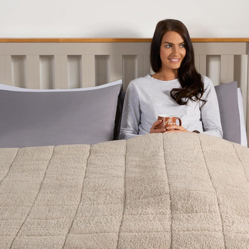 Teddy Fleece Weighted Blanket Natural 6kg 125x180cm Calming Comfort