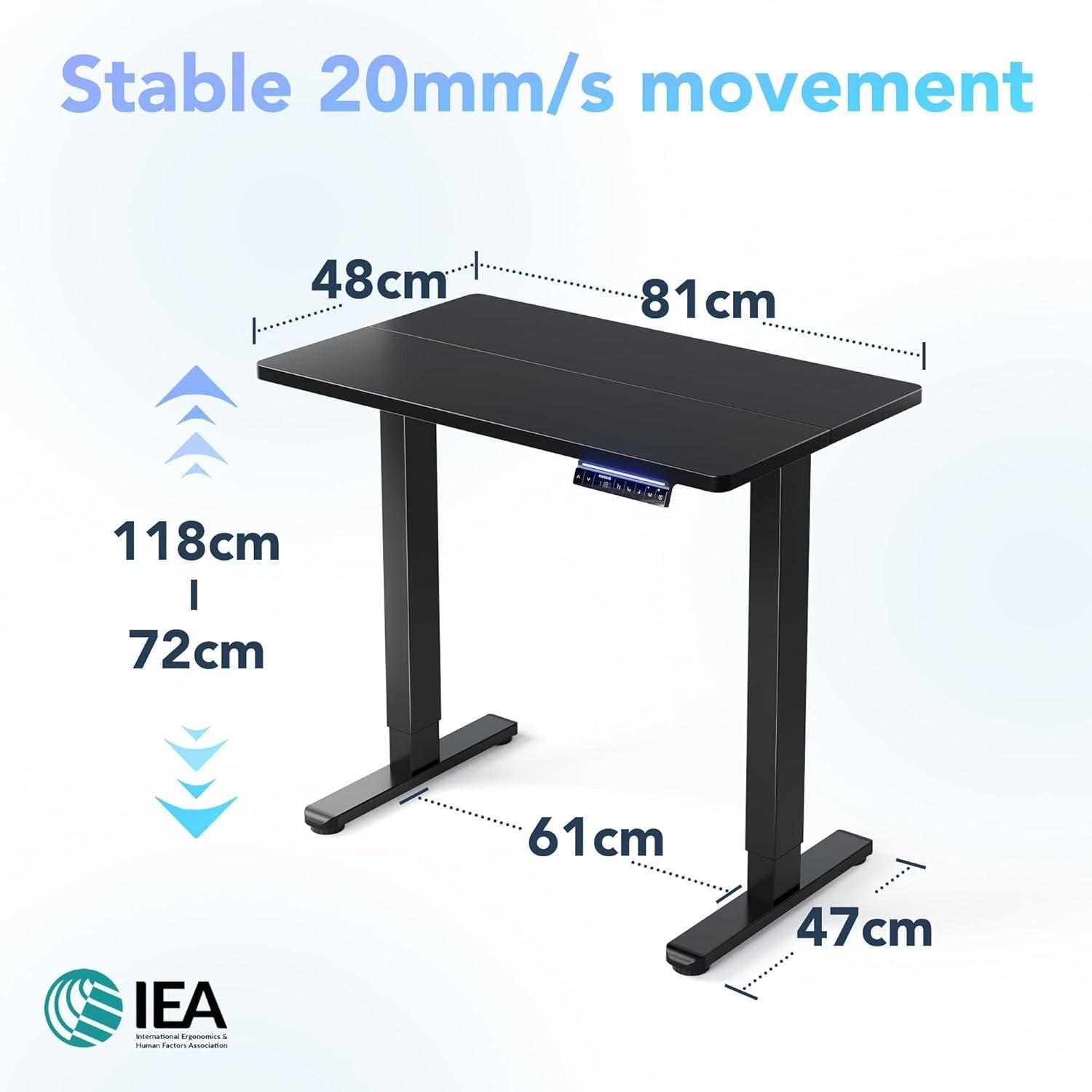 AI Electric Standing Desk Height Adjustable Sit Stand Smart App Control 80x48cm