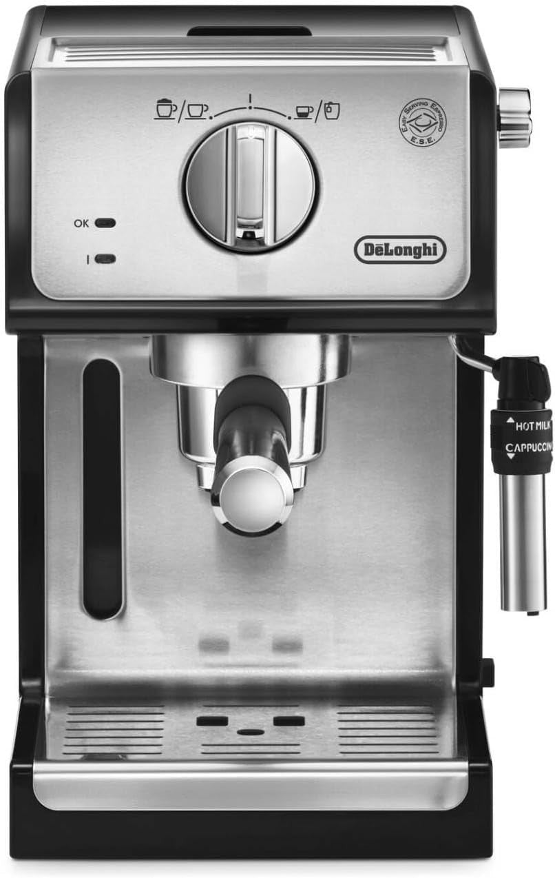 Compact Espresso Coffee Maker | 15-Bar Pump Pressure | Dual Cup Milk Frother
