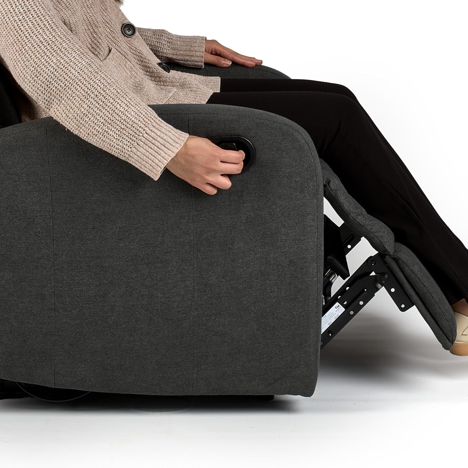 Charcoal Fabric Recliner Armchair Lounge Chair with Footrest Support