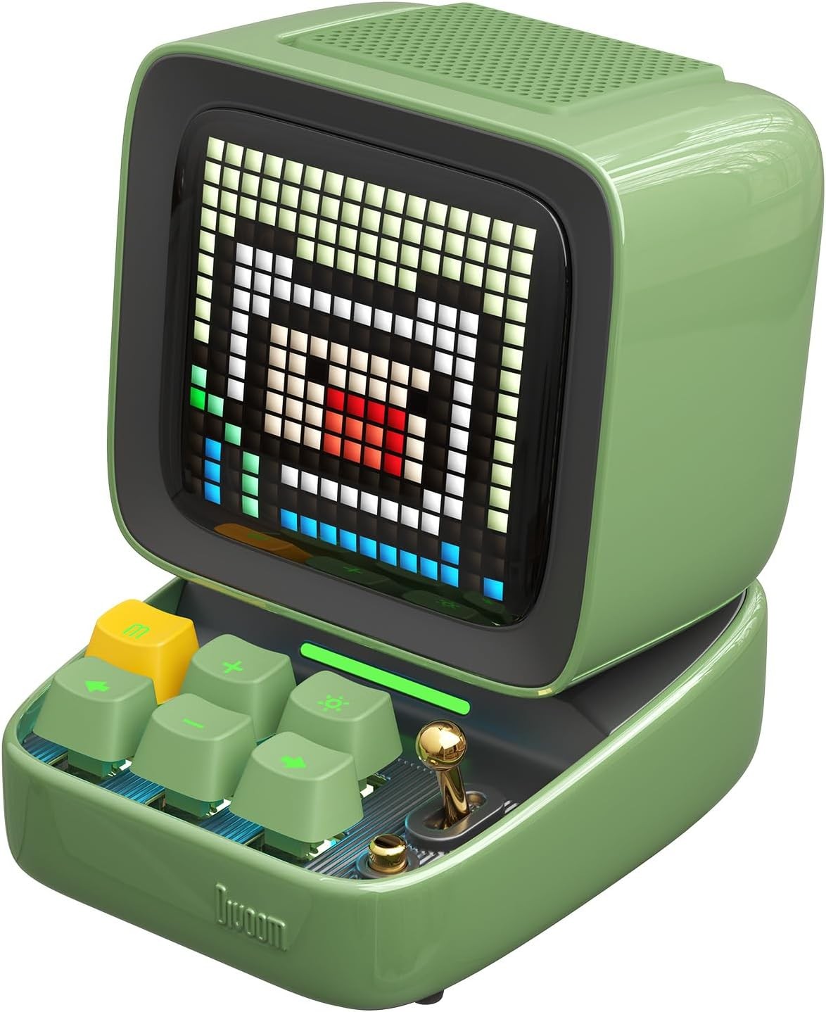 Bluetooth Pixel Art Speaker Alarm Clock LED Display 10W Green Retro Cube