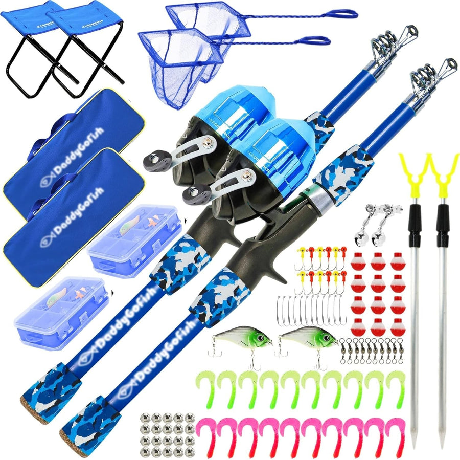 Kids Fishing Rod Reel Combo Starter Set with Tackle Box 4-5ft Beginner Kit