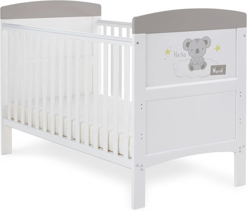 Convertible Cot Bed with Adjustable Height Toddler Bed 140x70cm Koala Grey