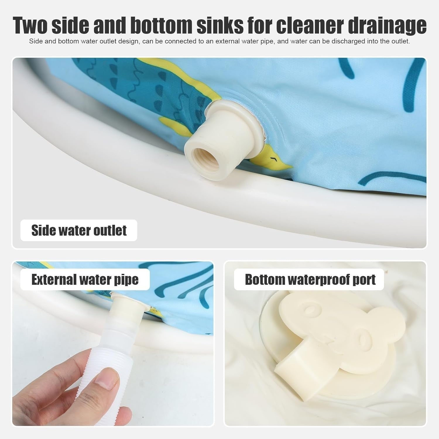 Portable Foldable Adult Bathtub 45" Blue | Family SPA Soaking Tub Plastic Frame