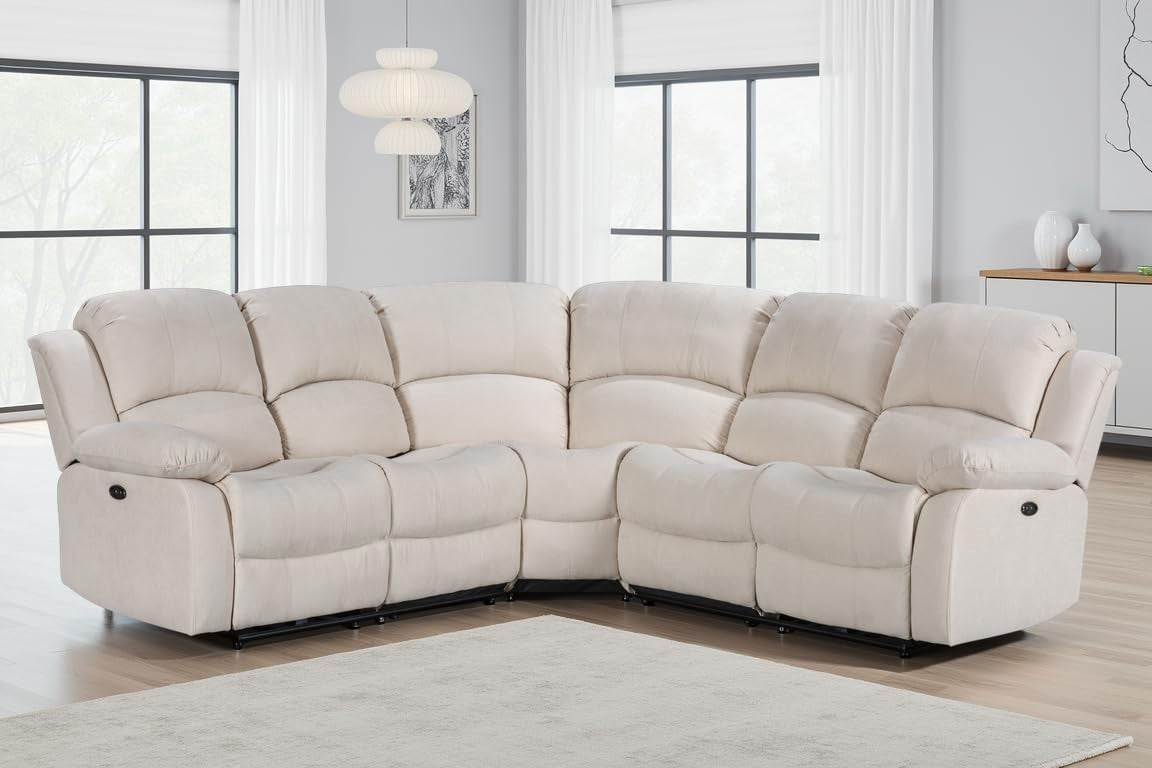 Electric Recliner 5-Seater L Shaped Corner Sofa with USB & Cupholders