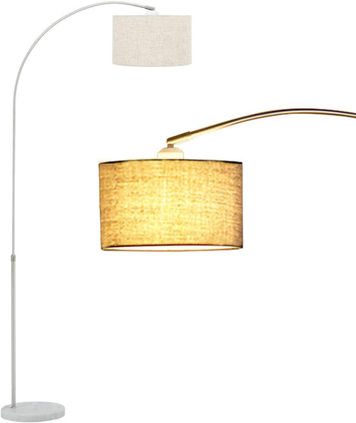 Arched Floor Lamp Adjustable Height Fabric Shade Standing Light E27