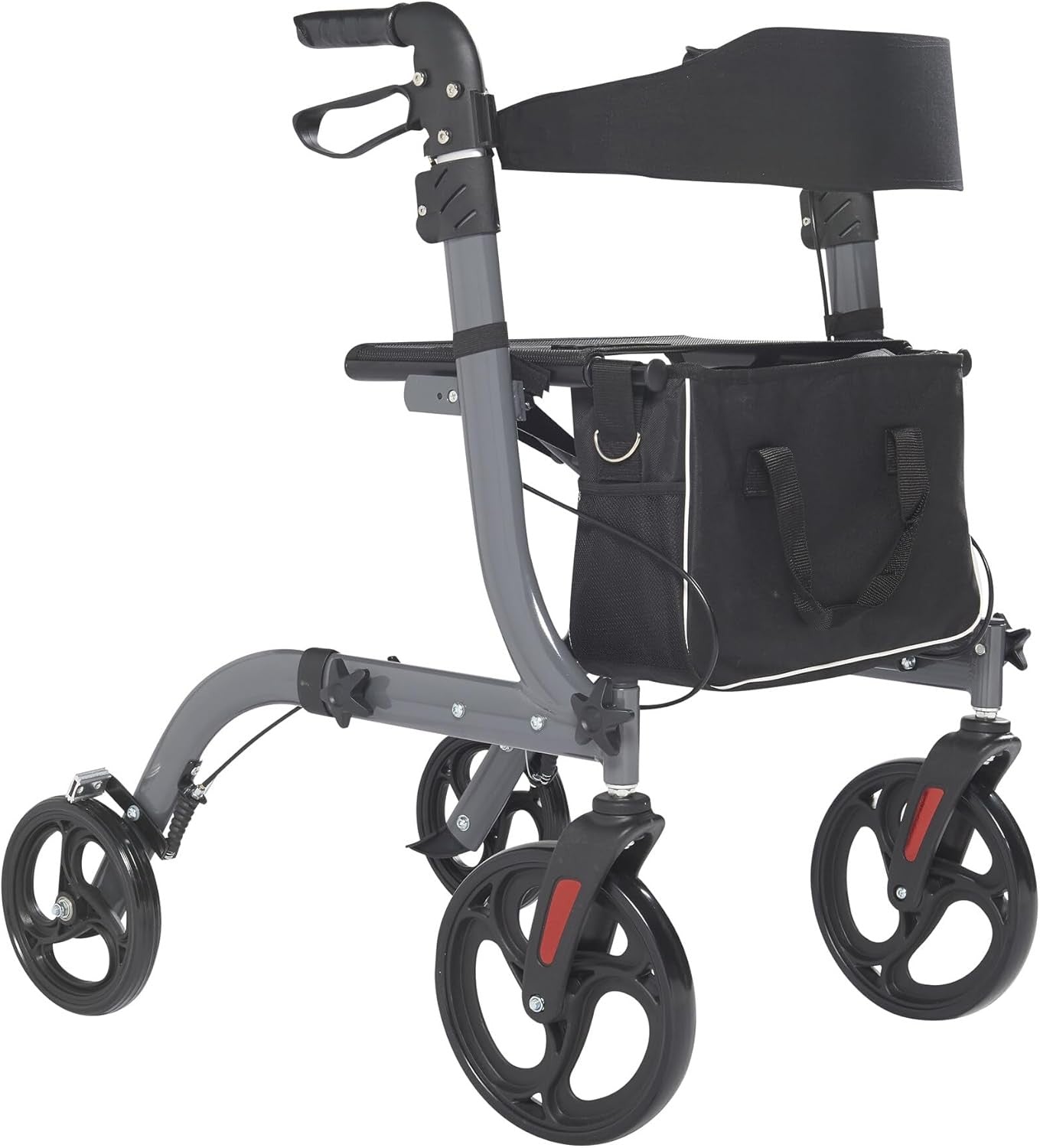 4 Wheel Rollator Walker Lightweight Folding Mobility Aid Seat Brakes Bag