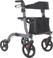 4 Wheel Rollator Walker Lightweight Folding Mobility Aid Seat Brakes Bag