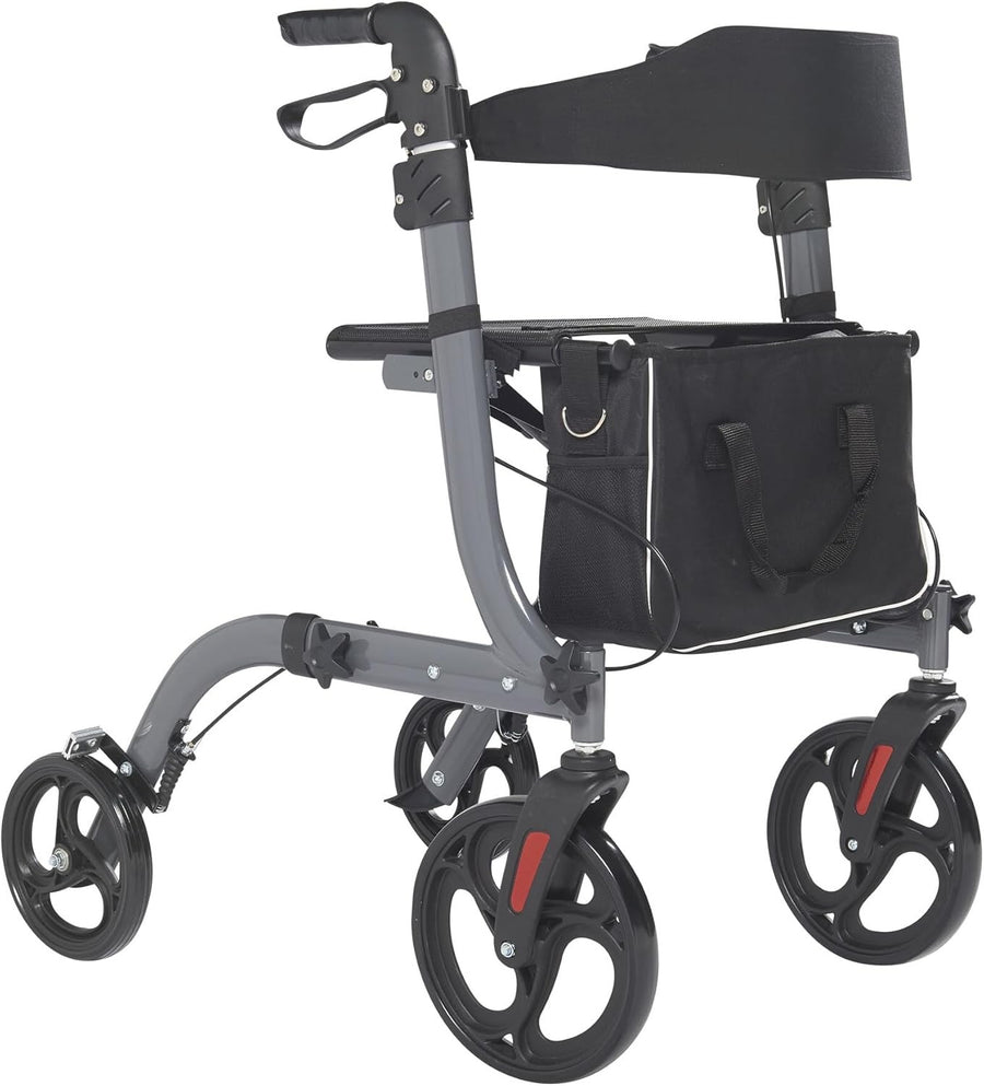 4 Wheel Rollator Walker Lightweight Folding Mobility Aid Seat Brakes Bag