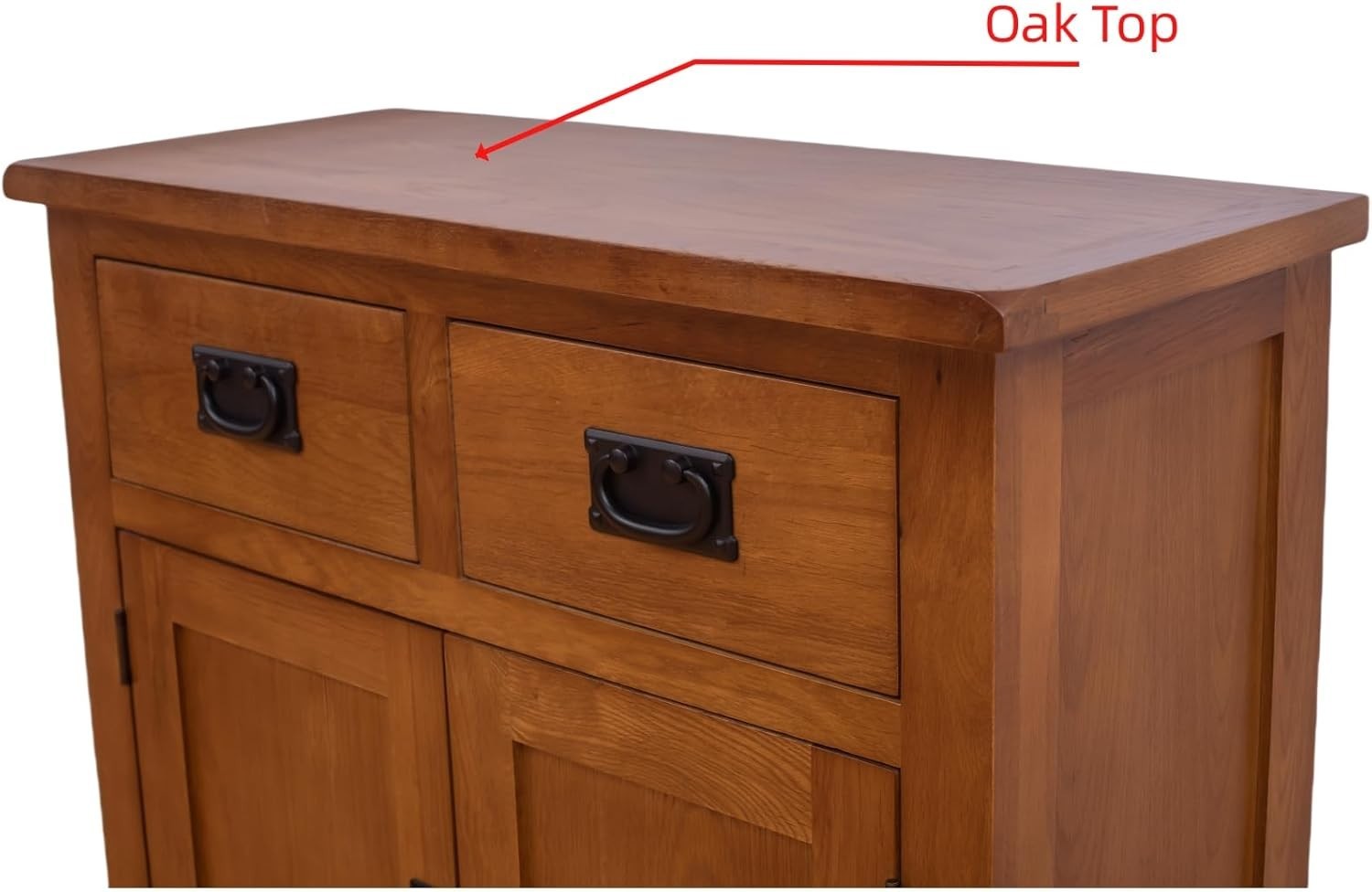 Small Solid  Rustic Oak Sideboard Cabinet 2 Door 2 Drawer Hallway Storage Unit