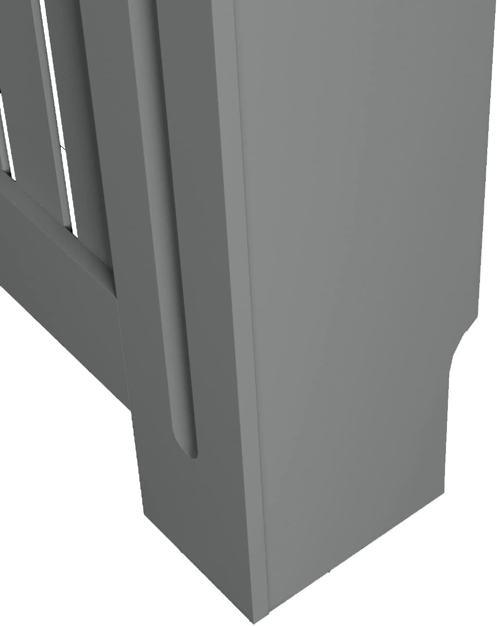 Large Grey Radiator Cover Cabinet | Vertical Slat MDF Heater Cover with Shelf