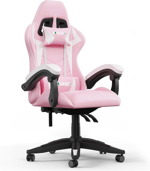 Ergonomic Gaming Chair Pink Mid Back Adjustable Lumbar Headrest Office Desk Seat