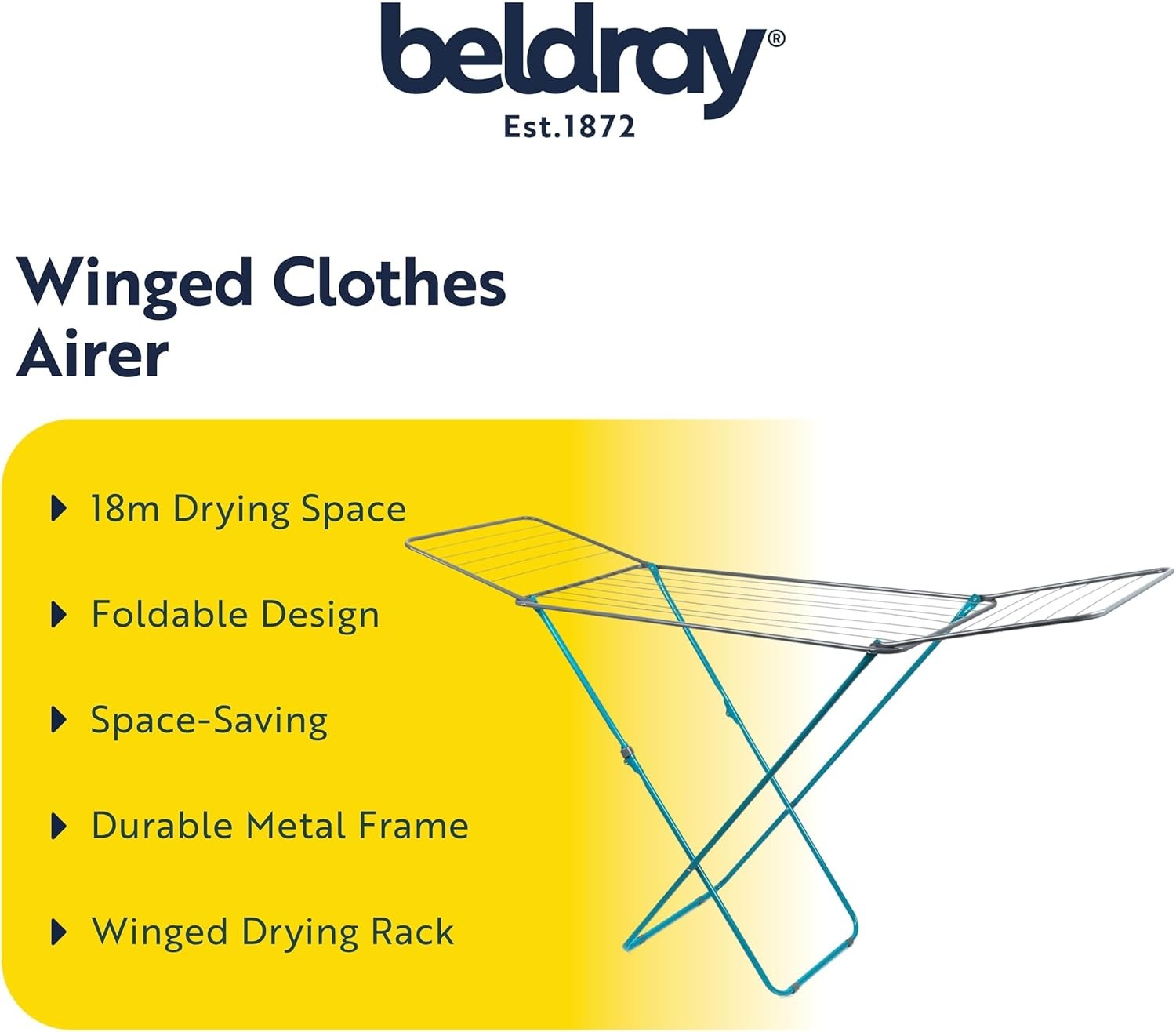 18m Folding Clothes Airer Drying Rack Winged Freestanding Indoor Laundry