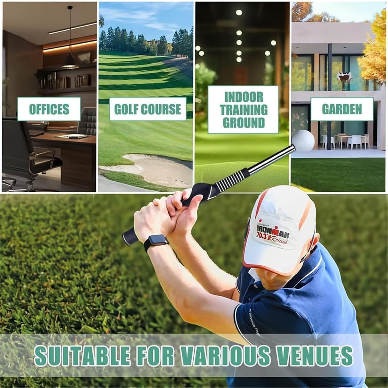 Telescopic Golf Swing Trainer Club Grip Aid Click
