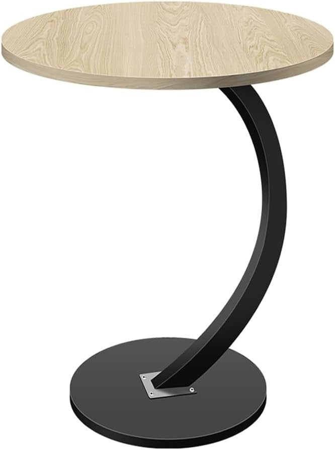 C-Shaped Round Side Table Small Wooden Sofa End Table 60cm High