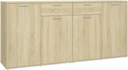 Sideboard Cabinet 4 Door 2 Drawer Storage Oak Wood Unit for Living Room