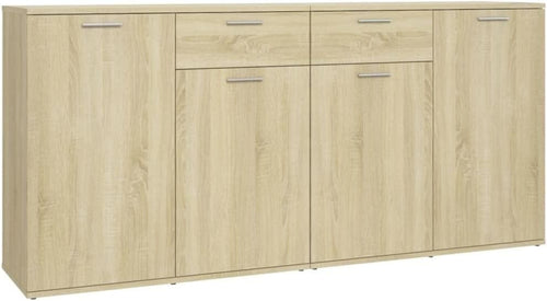 Sideboard Cabinet 4 Door 2 Drawer Storage Oak Wood Unit for Living Room
