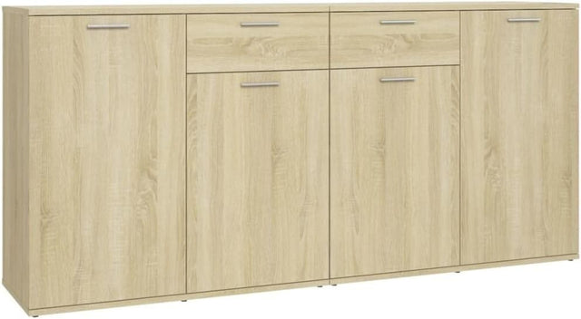 Sideboard Cabinet 4 Door 2 Drawer Storage Oak Wood Unit for Living Room