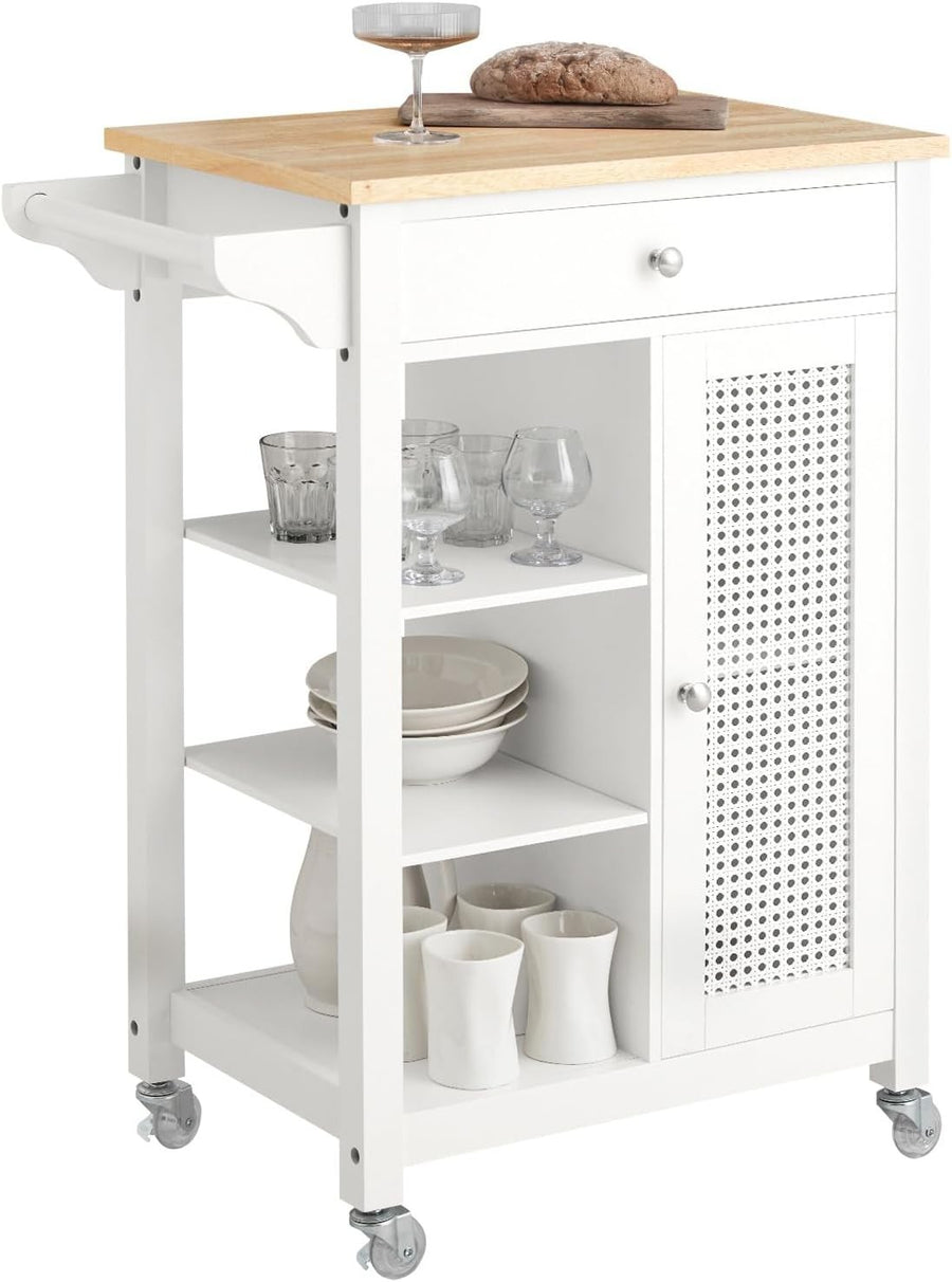 Kitchen Trolley Storage Cabinet Drawer Shelves White