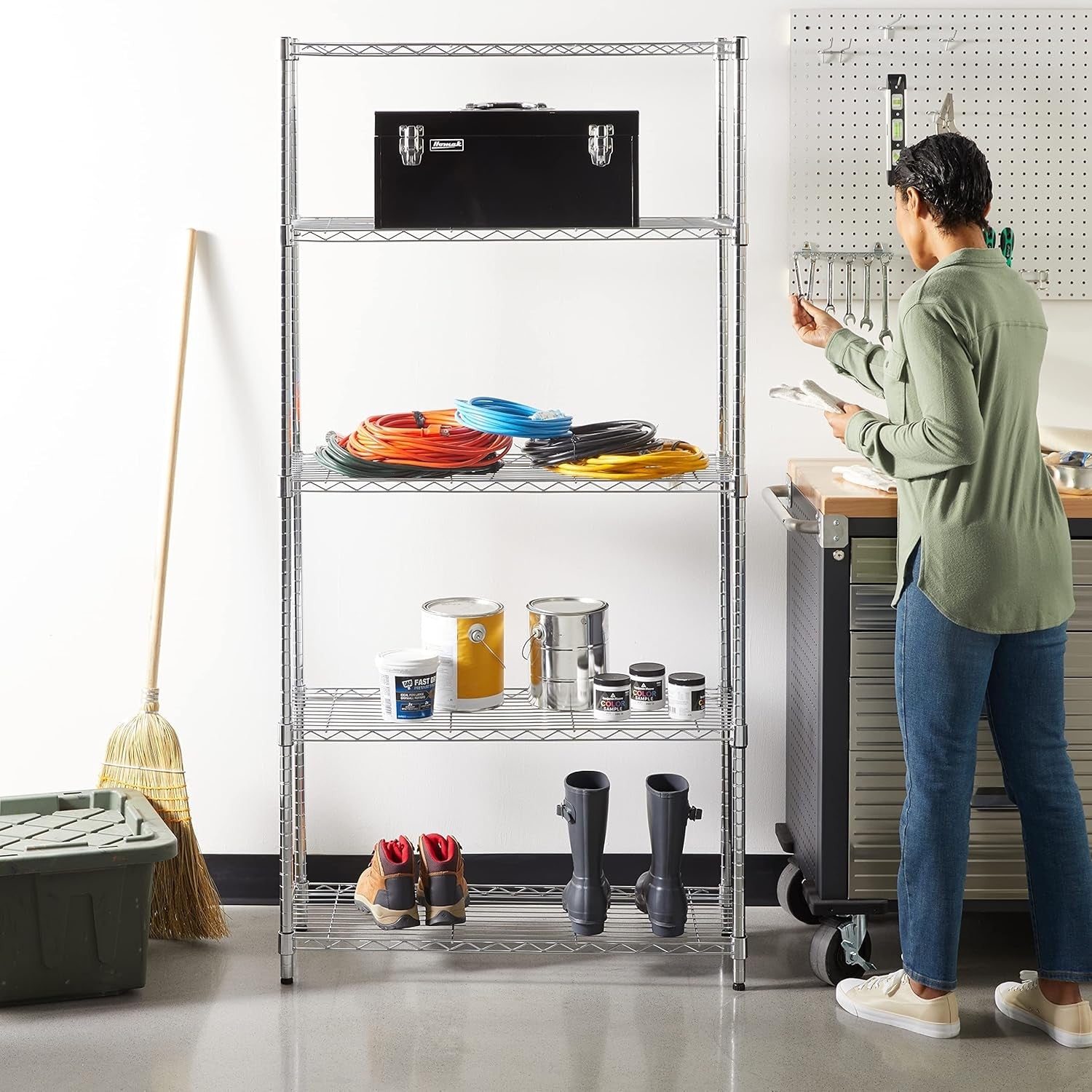 5-Tier Heavy-Duty Chrome Storage Rack Adjustable Shelves Metal Shelving Unit