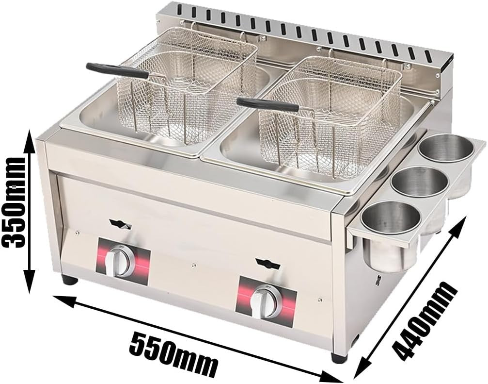 8L Professional Methane Gas Fryer Stainless Steel Single Tank Fast Heat