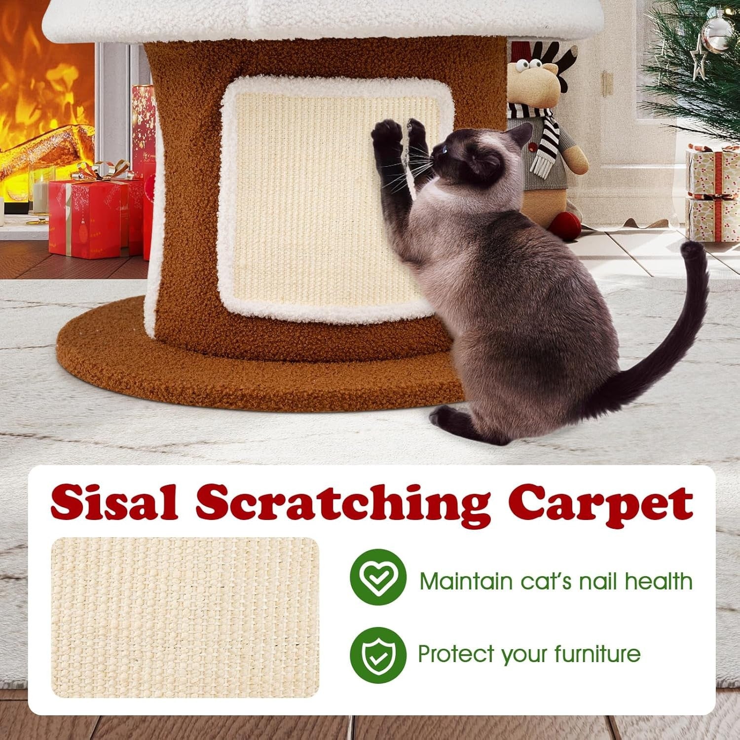 Christmas Cat Tree Tower 154cm Festive Green Multi-Level Condo Scratcher