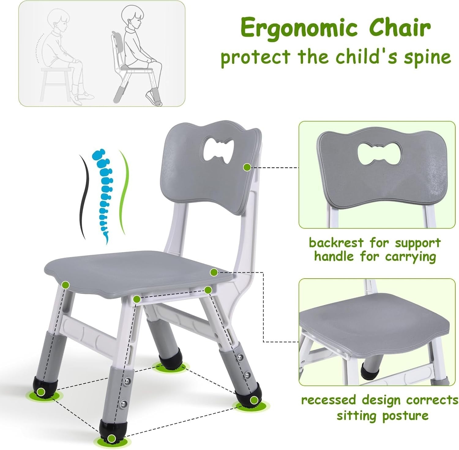 Adjustable Kids Table & 6 Chairs Set – Safe, Ergonomic, Large 120x60cm Surface