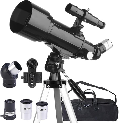 70mm Aperture 400mm Refractor Telescope for Kids & Adults - Black