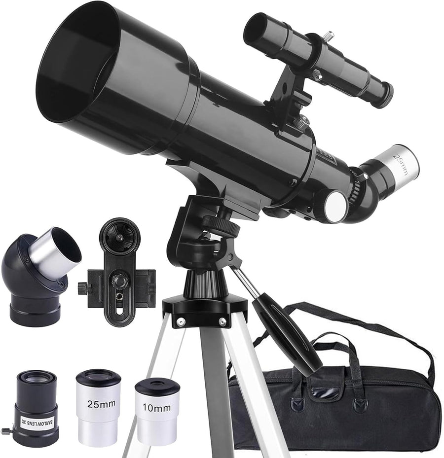 70mm Aperture 400mm Refractor Telescope for Kids & Adults - Black