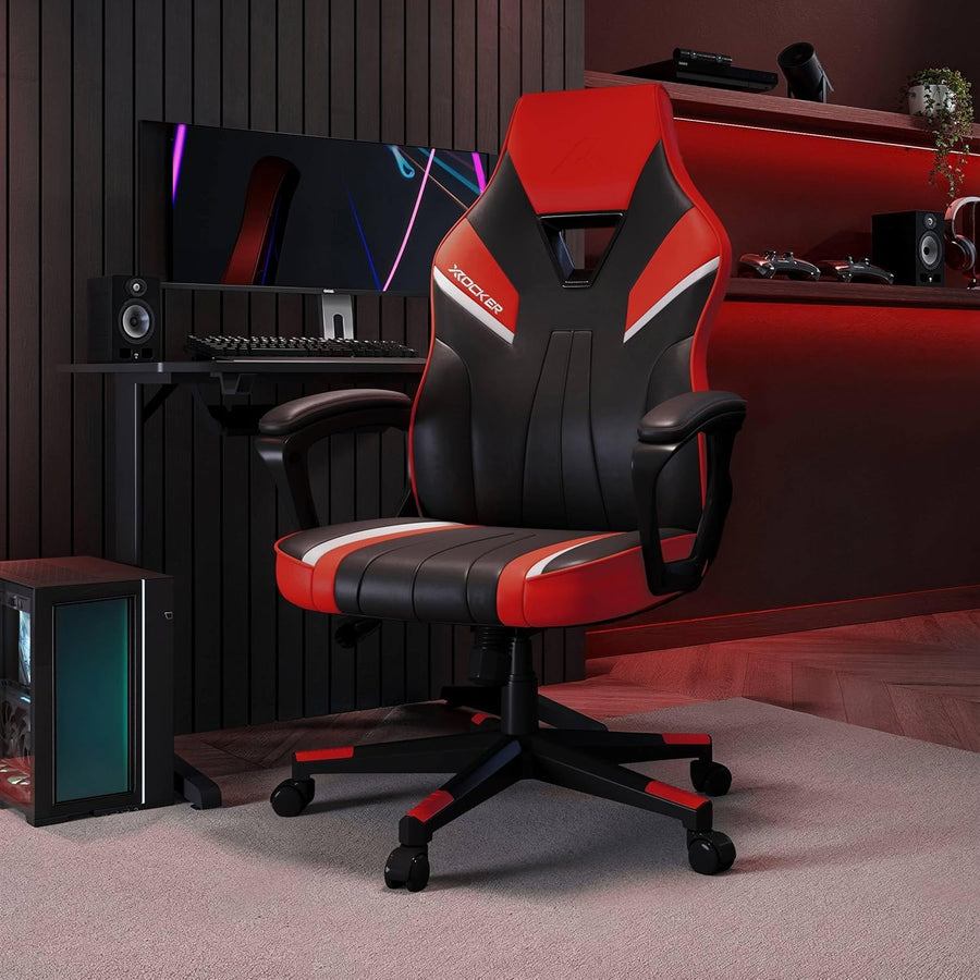 High Back Ergonomic Gaming Chair Wide Seat Adjustable Red